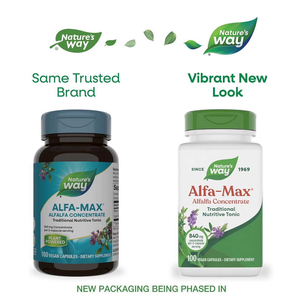 Nature's Way, Alfa-Max®, концентрат из люцерны, 100 веганских капсул