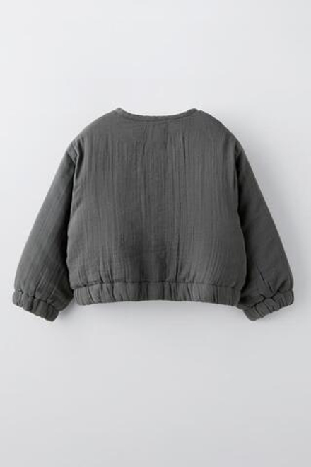 ZARA КУРТКА-БОМБЕР С ВЫШИВКОЙ, АНТРАЦИТОВО-СЕРЫЙ