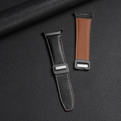 Ремешок из натуральной кожи черного цвета от Dux Ducis для смарт часов Samsung Watch Ultra 47мм, серия YA Series