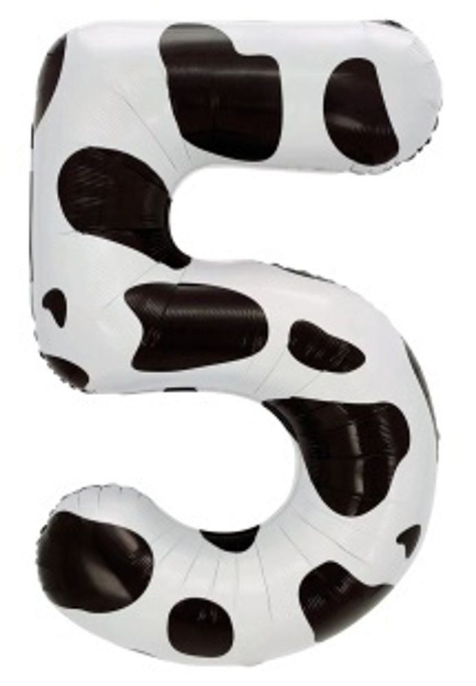 К Шар (40''/102 см) Цифра, 5 Пятнышки, Черный/Белый (БГ-60)