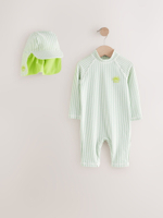 Костюм плавательный слитный и кепка в комплекте для мальчика Next E22-296, Салатовый