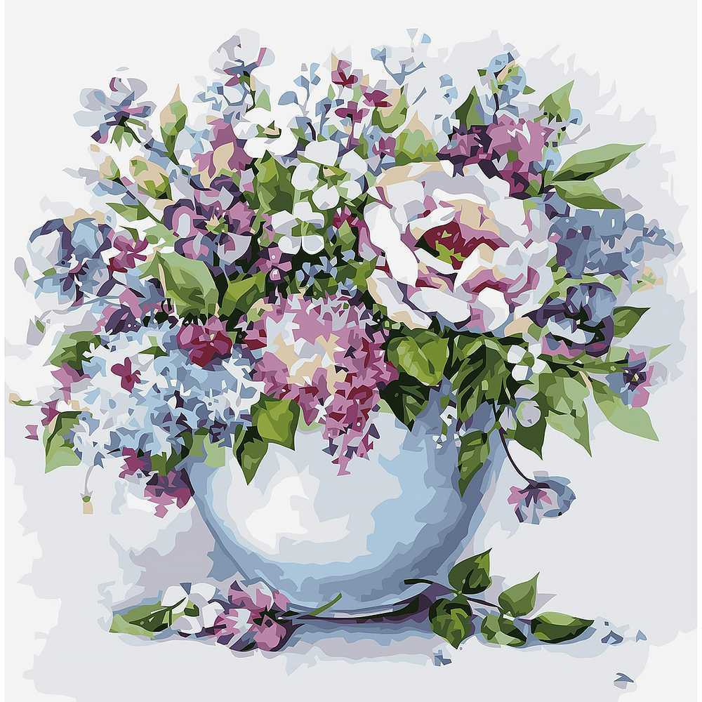Картина по Номерам Нежные Цветы в Белой Вазе MG2102 | Lounge-Zone.ru