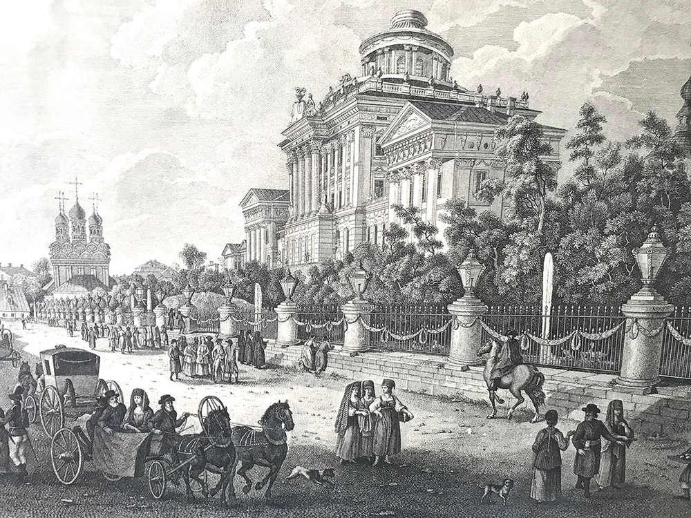 Фотогравюра «Вид на ул. Моховая и дом Г. Пашкова в Москве». 1886 г.