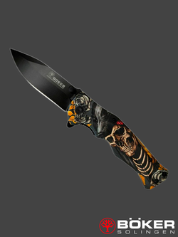 Нож складной BOKER (реплика) B048. Со скелетом пирата