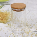 Банка для продуктов стеклянная 300мл «Хай-Тек» с бамбуковой крышкой 6,5*12см