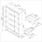 Dipriz Шкаф с витриной Бритта из массива сосны, 3 двери, 113х32х186 см, эвкалипт
