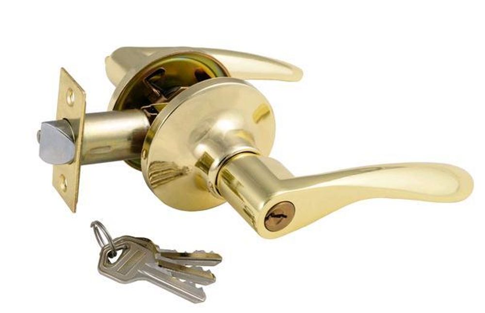 Защелка-Комплект  S-Locked 3901-01 ET PB с фалевыми ручками фикс./кл ЗОЛОТО  /116975