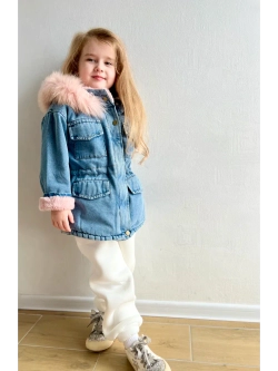 Парка джинсовая с искусственным мехом