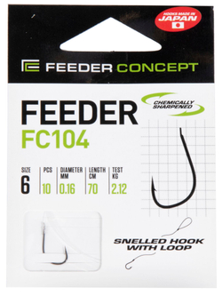 Крючки с поводком FC FEEDER сер. FC104 70см, разм.006, 0,16мм 10шт.