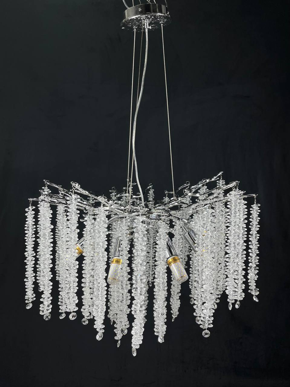 Люстра подвесная Lanbos 98040-600-G1-8 Y, 8 ламп Е14, до 18 кв м, хром