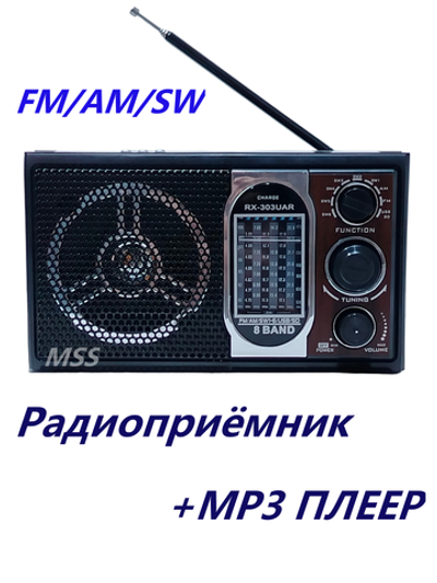Радиоприемник переносной аккумуляторно-сетевой с MP3 плеером RX303UAR