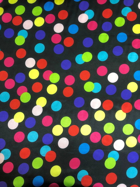 Атлас принт горох цветной на черном BST