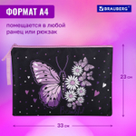 Папка для тетрадей BRAUBERG А4 1 отделение полиэстер на молнии с ручкой "Flower butterfly" (2 штуки в упаковке)