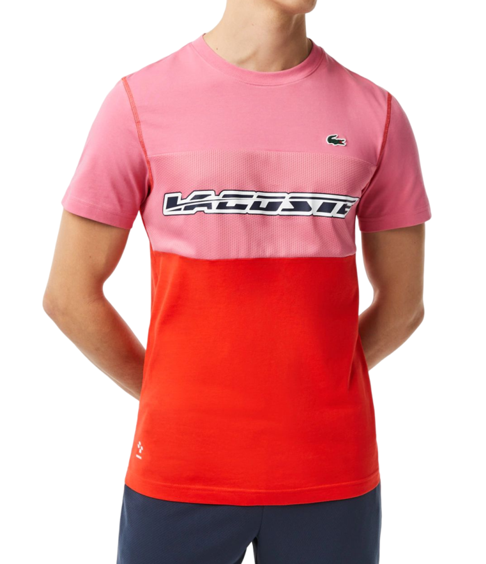 Мужская теннисная футболка Lacoste SPORT x Daniil Medvedev Jersey T-Shirt - pink/red/blue