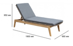 Шезлонг деревянный плетеный с матрасом Tagliamento Coast, натуральный, серебристый, антрацит
