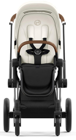 Коляска 3 в 1 Cybex Priam IV Chrome Brown complete и автокресло Aton S2 i-Size Ocean Blue Off White