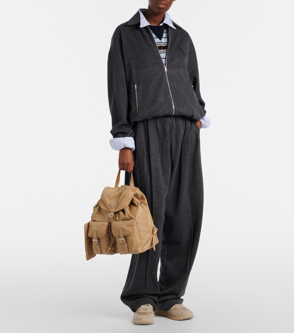 Рюкзак Prada Re-Nylon Leather-Trimmed "Beige"