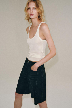 ZARA ДЖИНСОВЫЕ ШОРТЫ RELAXED СО СРЕДНЕЙ ПОСАДКОЙ — ZW COLLECTION, ЧЕРНЫЙ