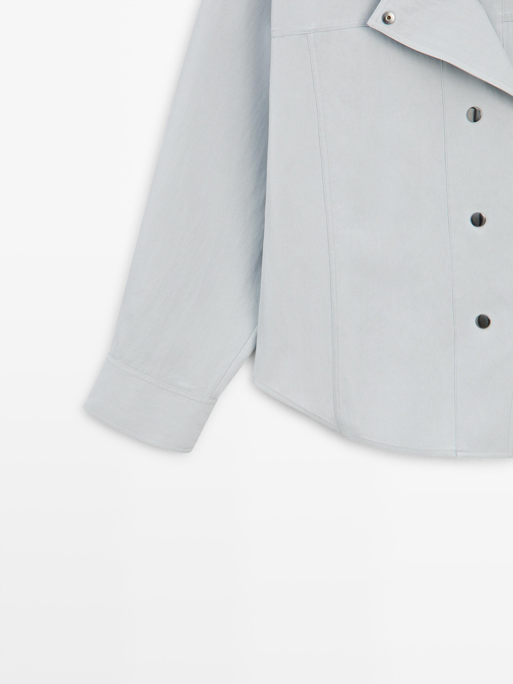 Massimo Dutti Драпированная рубашка с пуговицами, светло-голубой