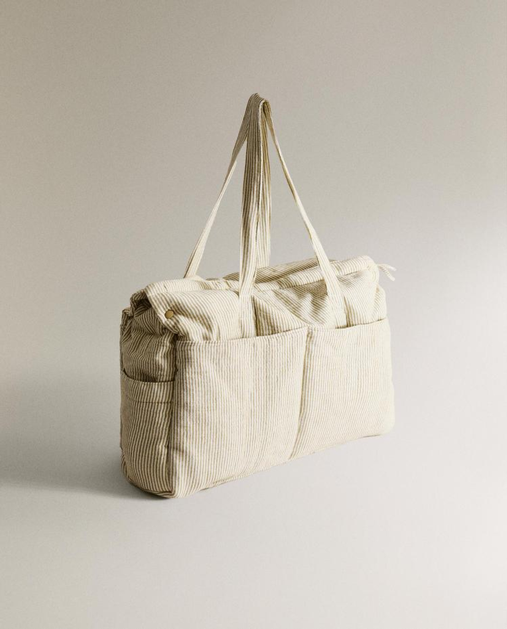 ZARA HOME ХЛОПКОВАЯ СУМКА В ПОЛОСКУ, ЗЕЛЕНЫЙ