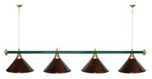 Лампа STARTBILLIARDS 4 пл. (плафоны зеленые,штанга золотая,фурнитура золото)