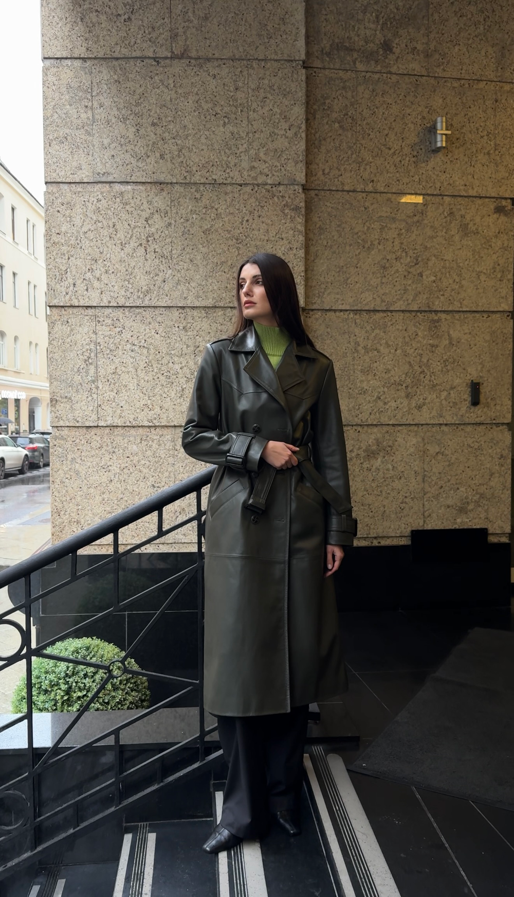 Тренч двубортный хаки