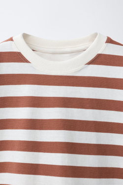 ZARA ФУТБОЛКА В ПОЛОСКУ, СВЕТЛО-КОРИЧНЕВЫЙ