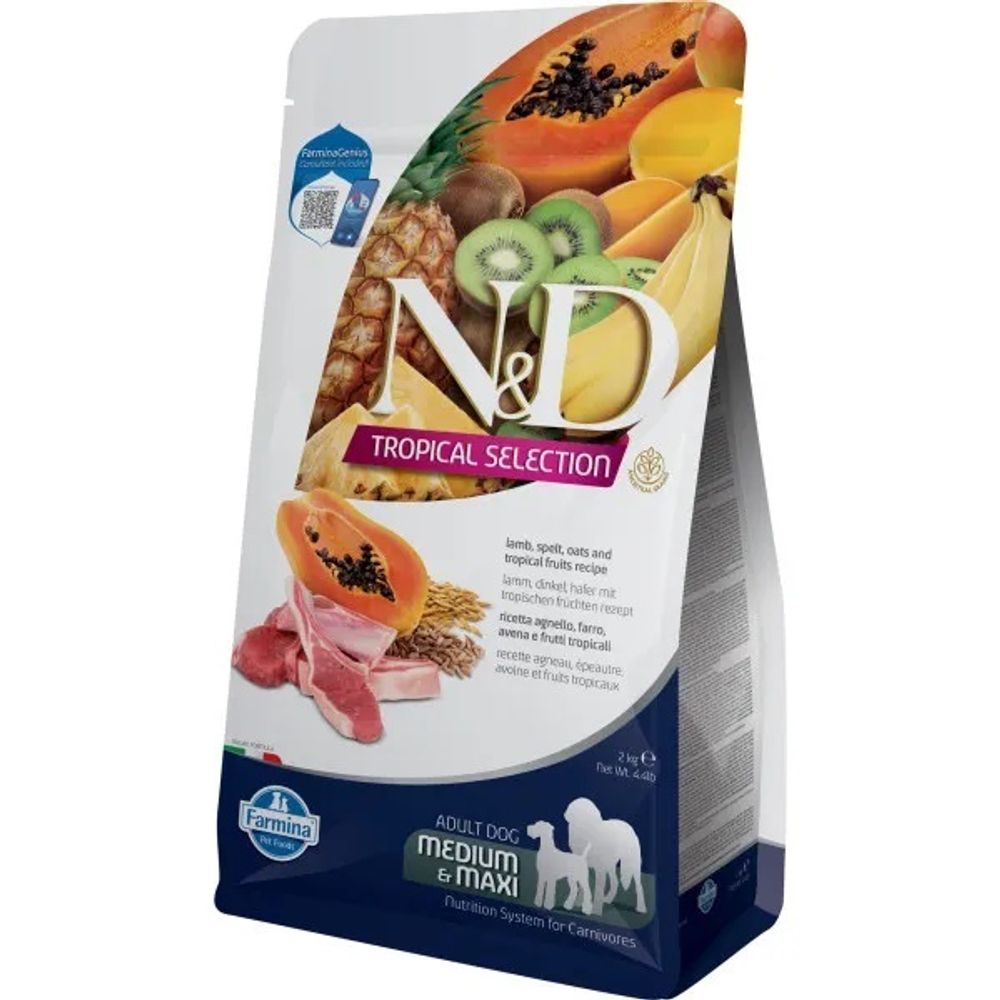 Сухой корм FARMINA N&amp;D Tropical Selection для взрослых собак средних и крупных пород с ягненком - 2 кг