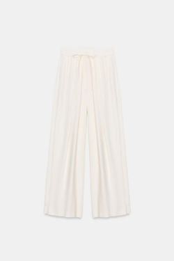 ZARA БРЮКИ СВОБОДНОГО КРОЯ С РЕГУЛИРУЕМЫМИ МАНЖЕТАМИ, ЖЕЛТОВАТО-БЕЛЫЙ