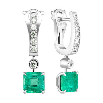 Серьги с Изумрудом и Бриллиантами, E0081-2/2