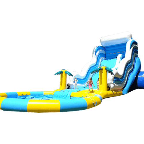 Надувной водный батут с бассейном «Пляжный оазис», 15*5.5*6.5 м