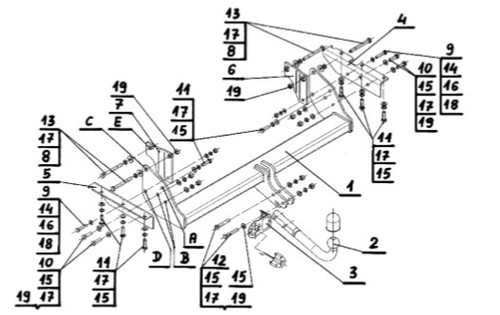 Фаркоп на Mitsubishi Pajero 3/5 дверей 02/2007-2020 (паспорт и сертификат в комплекте)(без электрики) Steinhof.M-352