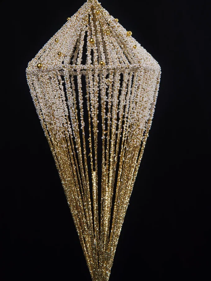 Винтажное украшение Кристалл 11х23 см., перламутр с золотом, Christmas DeLuxe (89013)