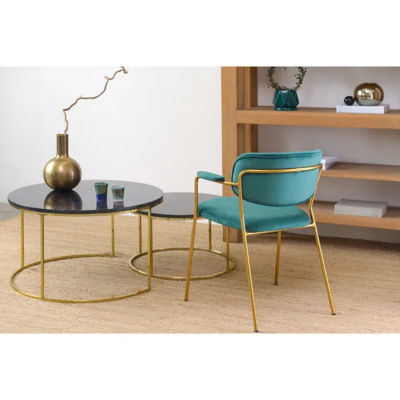 Стул Eirill Arms зеленый велюр с золотыми ножками