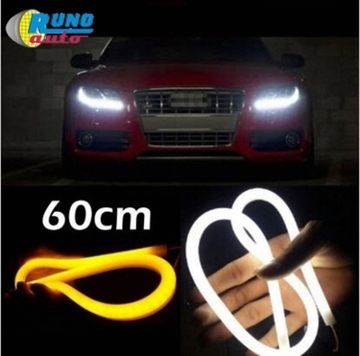 ДХО Гибкая светодиодная трубка 60см двухцветная (белый/оранжевый) с функцией габарит/указатель поворотов.