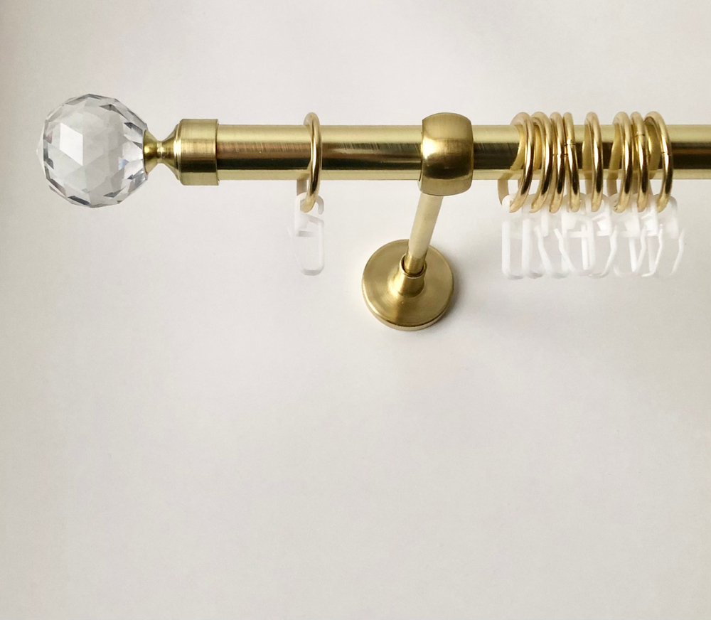 Карниз кованый для штор "Ост Шар с огранкой" d20 мм однорядный, цвет латунь