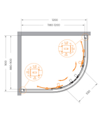 Душевой уголок Cezares RELAX-304-RH-2-120/90-C-BORO, 120х90х200, профиль брашированное золото, прозрачное стекло