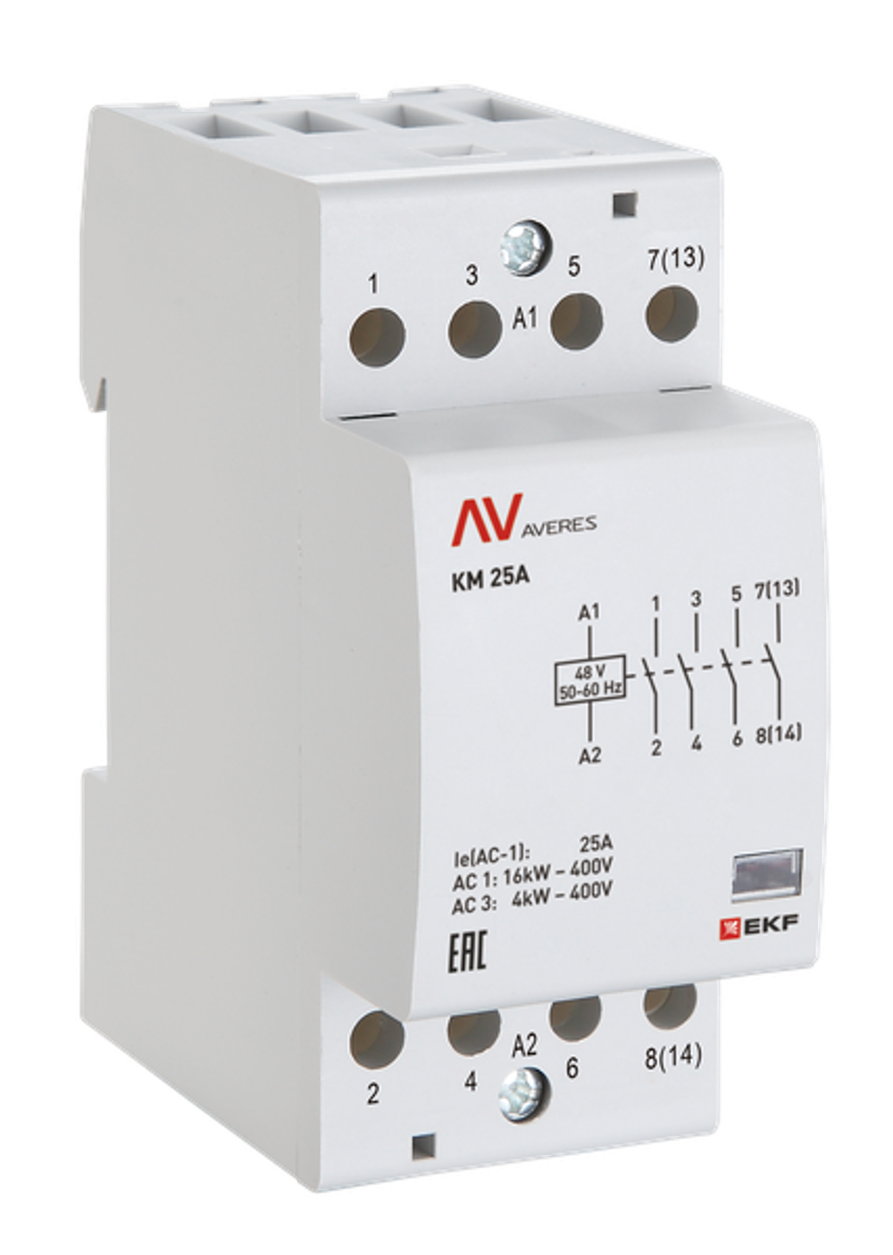 Контактор модульный EKF km-av-2-25-40-24V