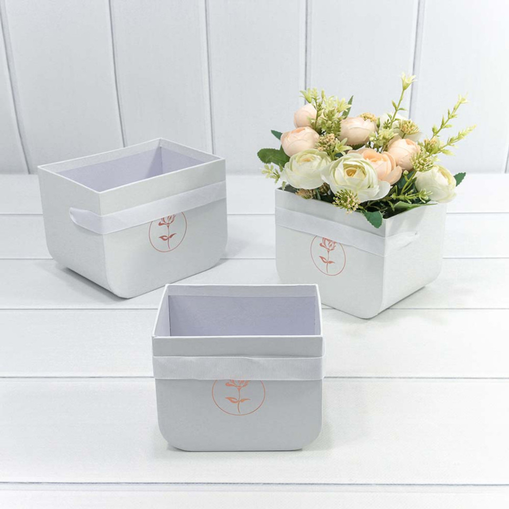 Коробка 16.5х12х12.5 см Набор 3 шт с закругленным дном (Белый)