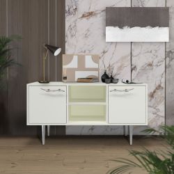 Тумба под ТВ Арт Колор matte 117см Стайл Сильвер Белый опал матовый