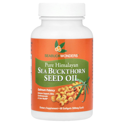 SeaBuckWonders, Масло семян облепихи, 60 мягких таблеток (500 мг в 1 капсуле)