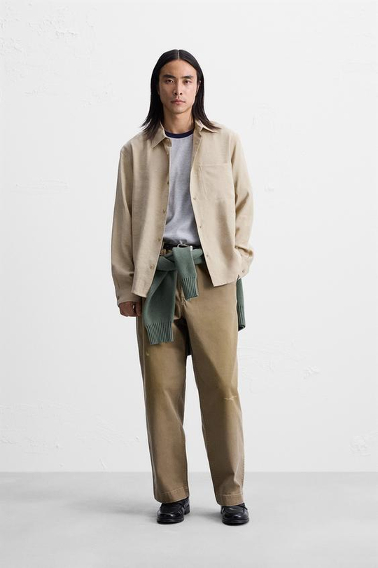 ZARA РУБАШКА REGULAR FIT, РЫЖЕВАТО-КОРИЧНЕВЫЙ