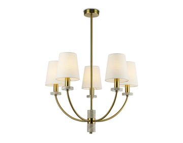 Люстра на штанге с абажурами и мрамором 5*E14 LH75351/5 SB/WH бронза/белый High Light Ceramo Classic Ambrella