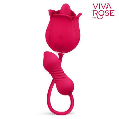 Малиновый вибростимулятор с возвратно-поступательными движениями и подвижным язычком (Цвет: малиновый)