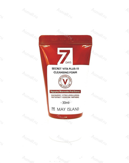 Пенка витаминизированная для тусклой кожи, 7 Days Secret Vita Plus-10 Cleansing, MAYISLAND, 30 мл.