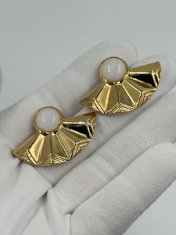 Серьги Веер с белыми кабошонами