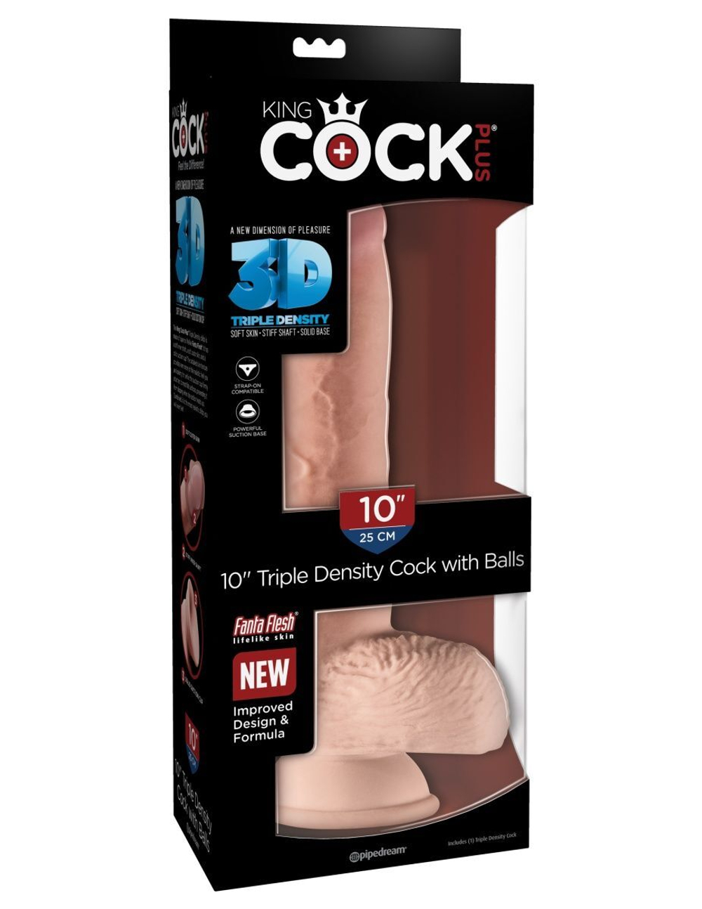 Телесный фаллоимитатор на присоске 10 Triple Density Cock with Balls - 26,7 см. (Цвет: телесный)