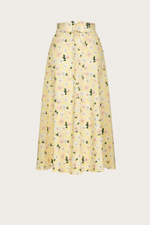 ЮБКА НА ШНУРОВКЕ ИЗ ЖЕЛТОГО ХЛОПКА С АВТОРСКИМ ПРИНТОМ