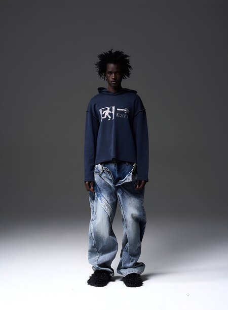 Худи BLIND "EXIT" Raw Edges Cropped Hoodie