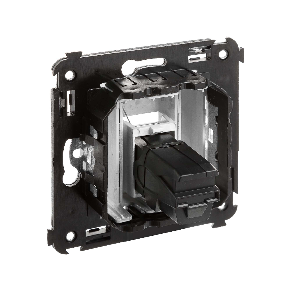 USB 2.0 розетка одинарная в стену, тип А-А, "Avanti", "Закаленная сталь"